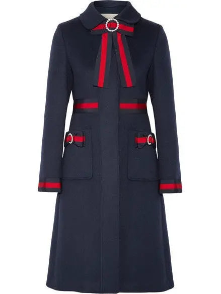 Embellished Grosgrain-Trimmed Coat - s - Coats