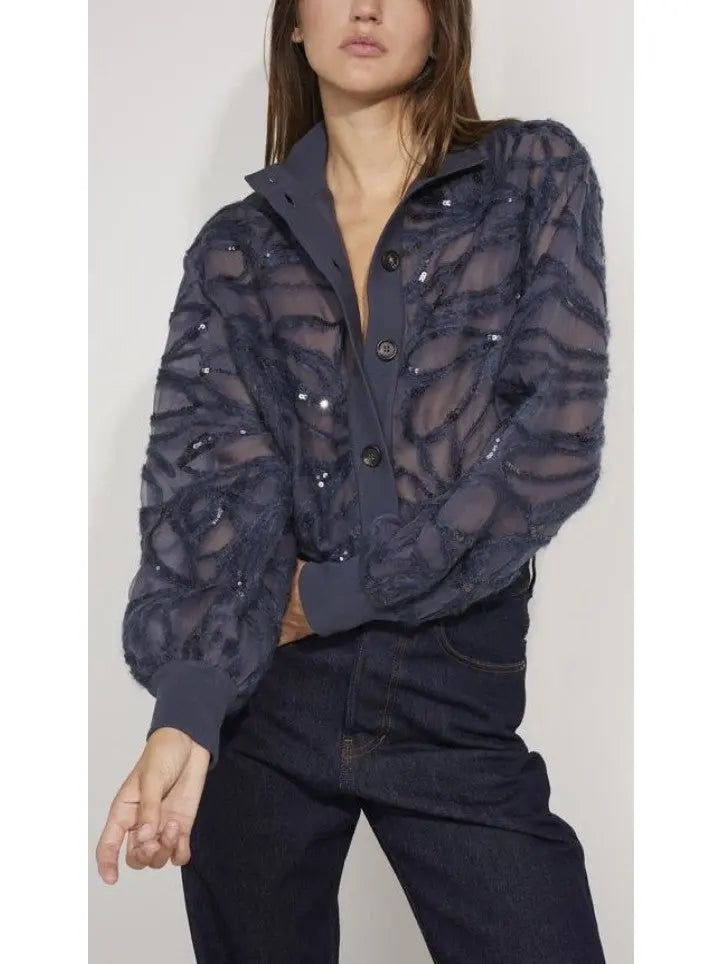 Embellished Semi-Sheer Silk-Blend Cardigan - Sweaters & Knitwear