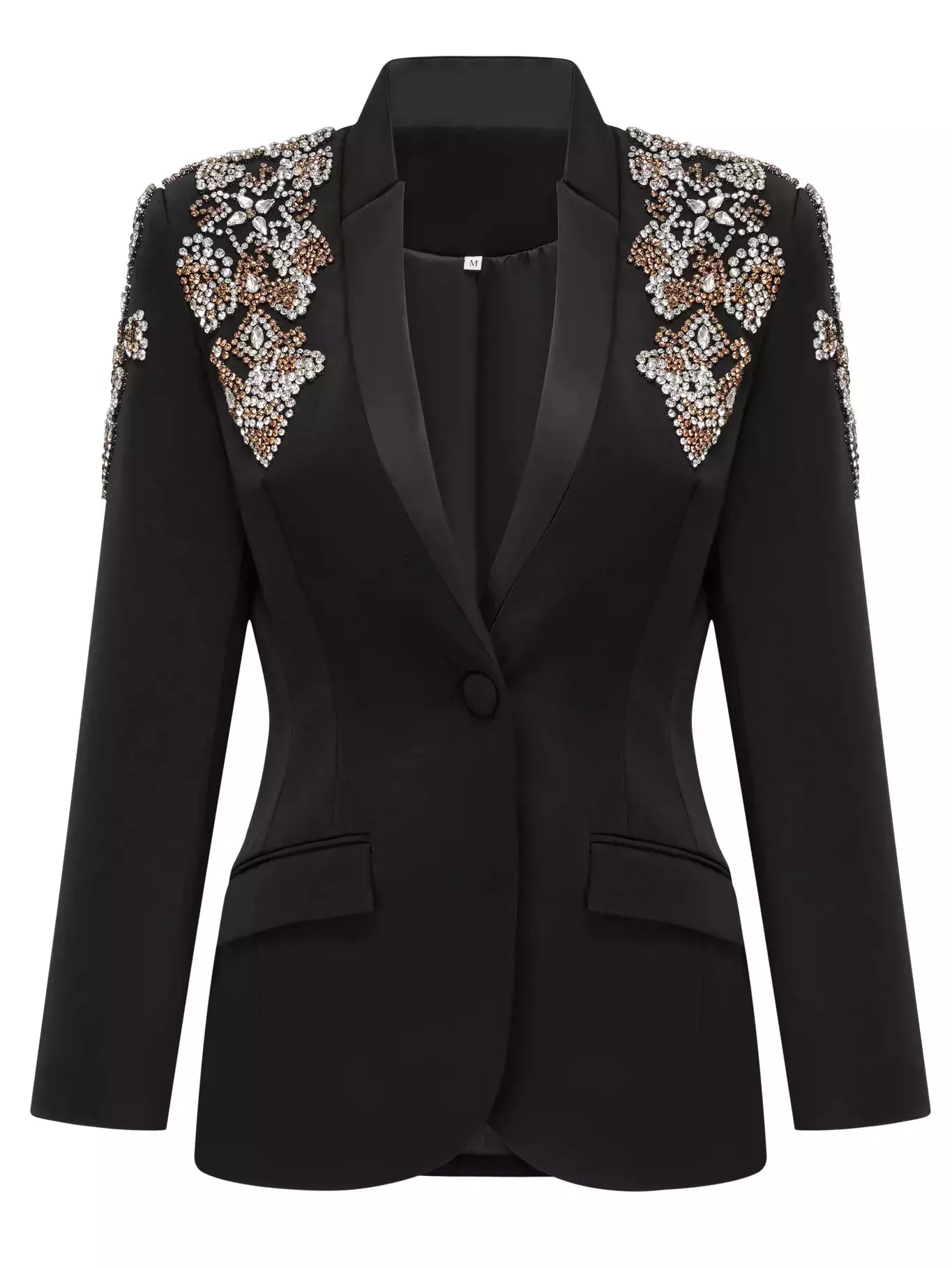 Embellished Single-Breasted Blazer and Split Pant Suit - Suits & Sets