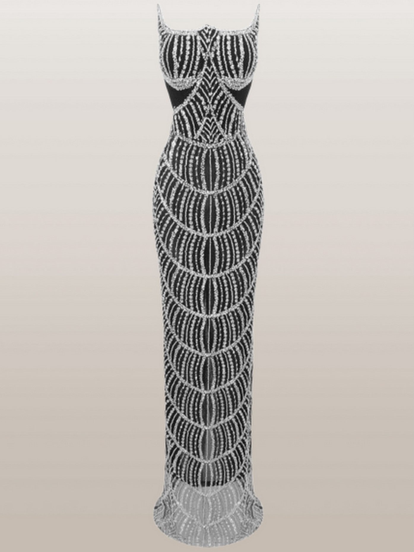 Embellished Structured Strapless Long Gown - Dresses