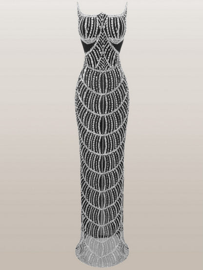 Embellished Structured Strapless Long Gown - Dresses