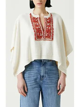 Embellished V-Neck Cashmere-Blend Sweater - Sweaters & Knitwear