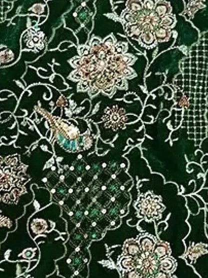 Embellished Velvet Column Skirt with Embroidery - Skirts