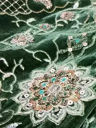Embellished Velvet Column Skirt with Embroidery - Skirts