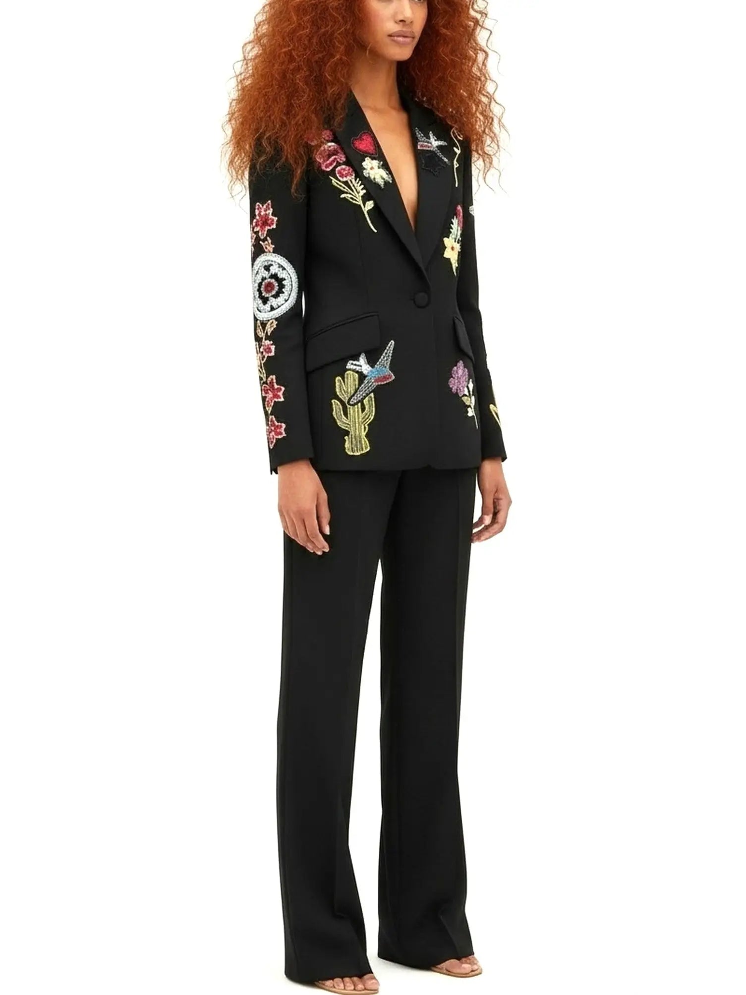 Embroidered Black Blazer and Pant Set - Suits & Sets