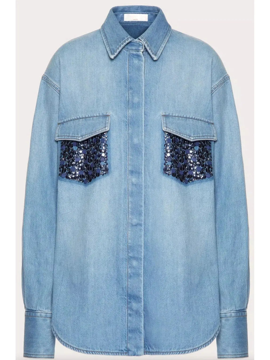 Embroidered Denim Shirt - Tops