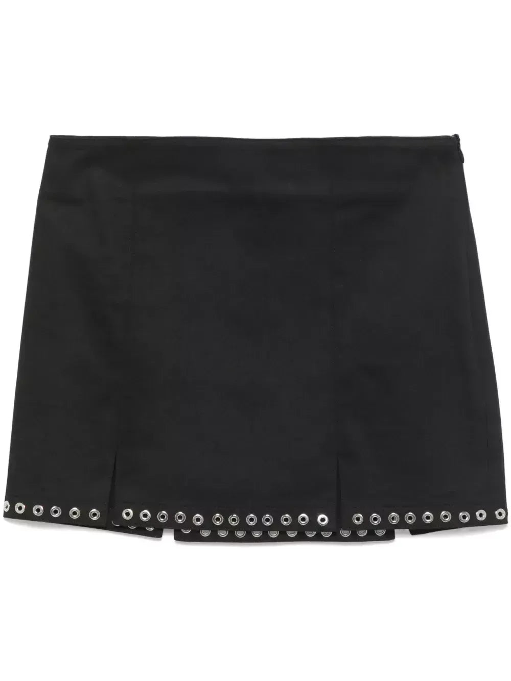 Eyelet-Embellished Black Mini Skirt - Skirts