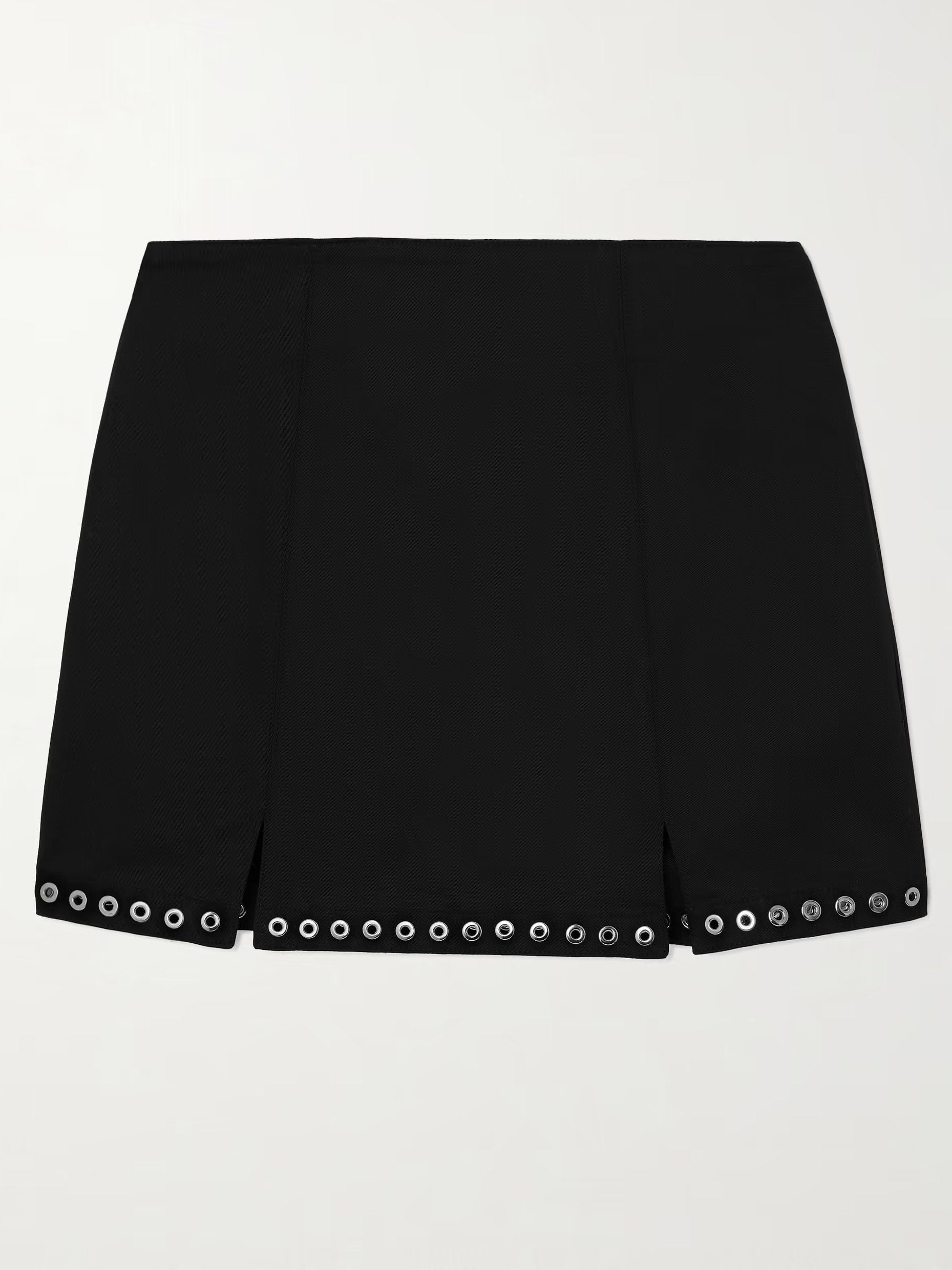 Eyelet-Embellished Black Mini Skirt - Skirts