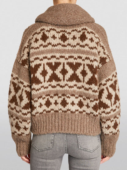 Fair Isle Zip-Up Cardigan Sweater - Sweaters & Knitwear