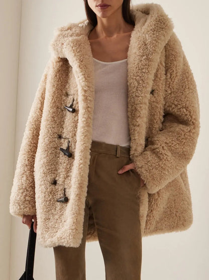 Faux-Fur Toggle Button Coat - Coats