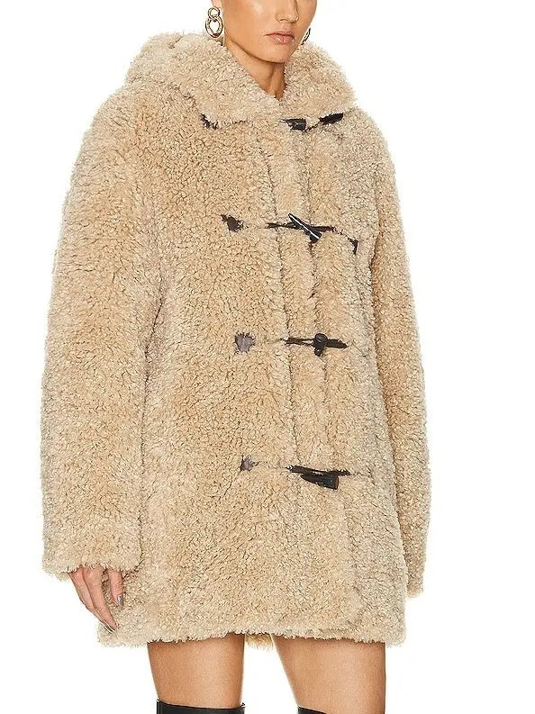 Faux-Fur Toggle Button Coat - Coats