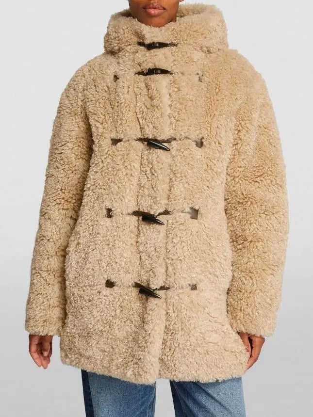 Faux-Fur Toggle Button Coat - Coats