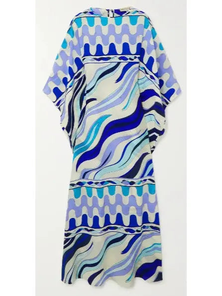 Fiamme-Print Silk Maxi Dress - Dresses