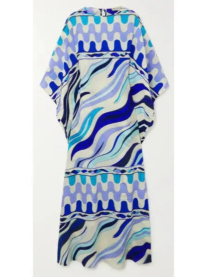 Fiamme-Print Silk Maxi Dress - Dresses