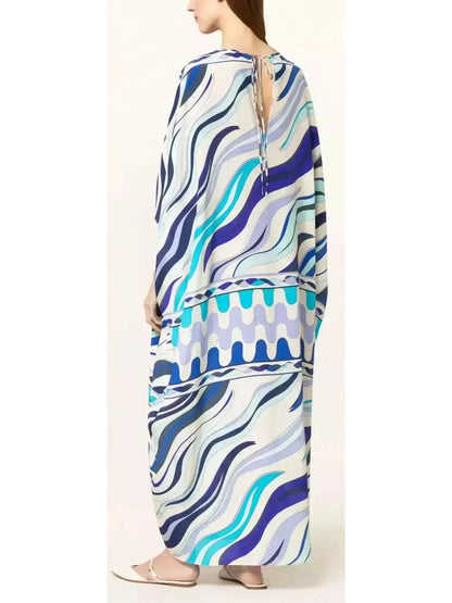 Fiamme-Print Silk Maxi Dress - Dresses