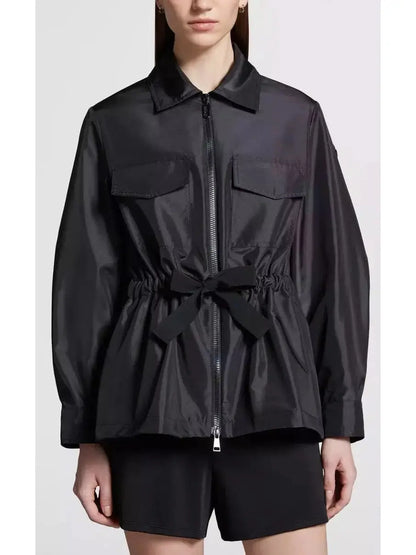 Field Jacket with Tie String Waist in Black - Jackets