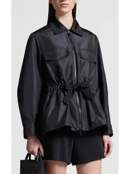 Field Jacket with Tie String Waist in Black - Jackets