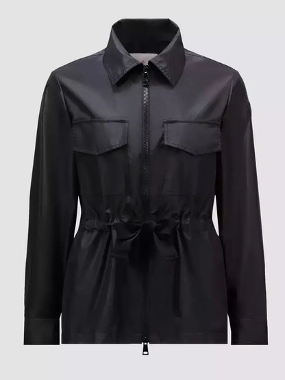 Field Jacket with Tie String Waist in Black - Jackets