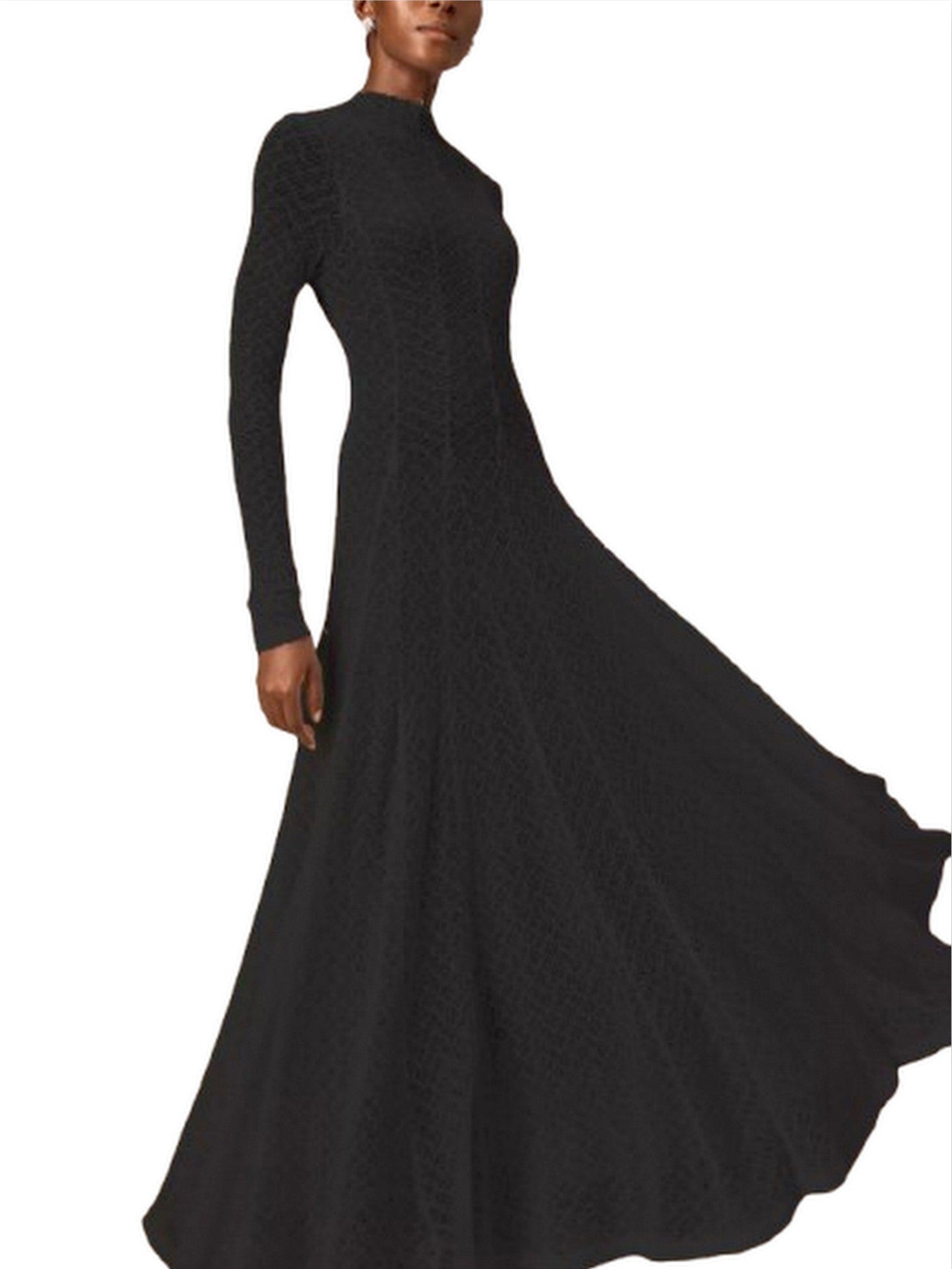 Fit and Flare Webbed Maxi Dress in Black - Dresses