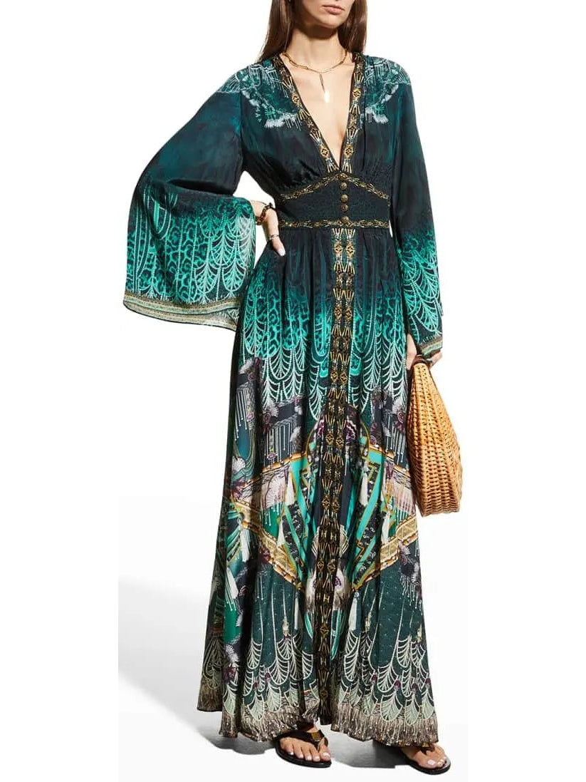 Fitzgeralds Flapper Kimono Sleeve Dress With Shirring Detail - Dresses