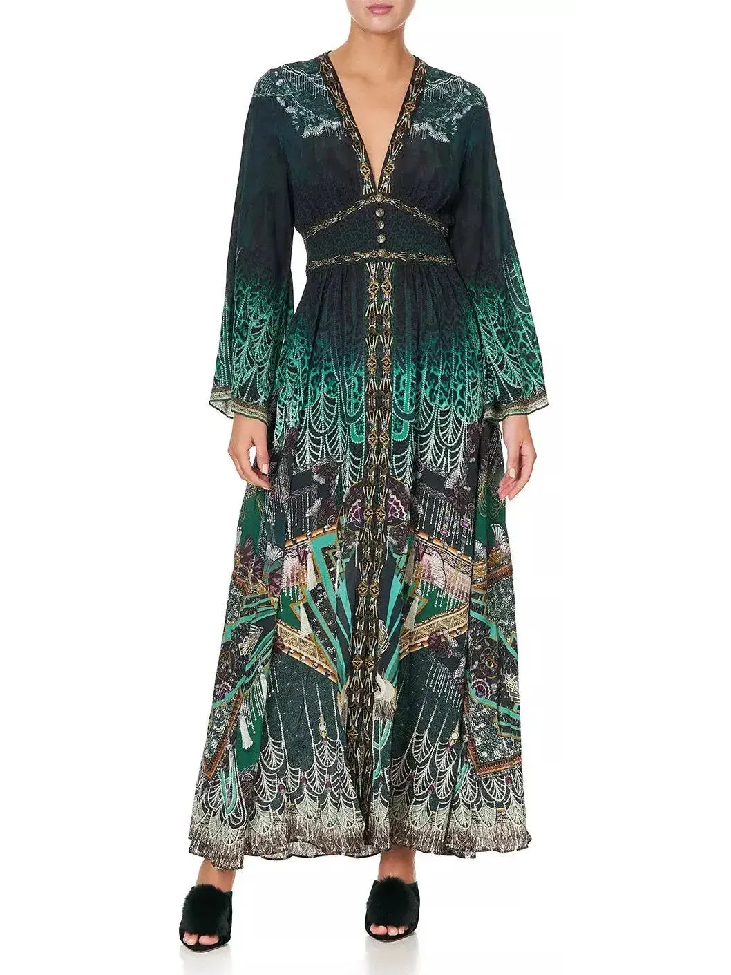 Fitzgeralds Flapper Kimono Sleeve Dress With Shirring Detail - Dresses