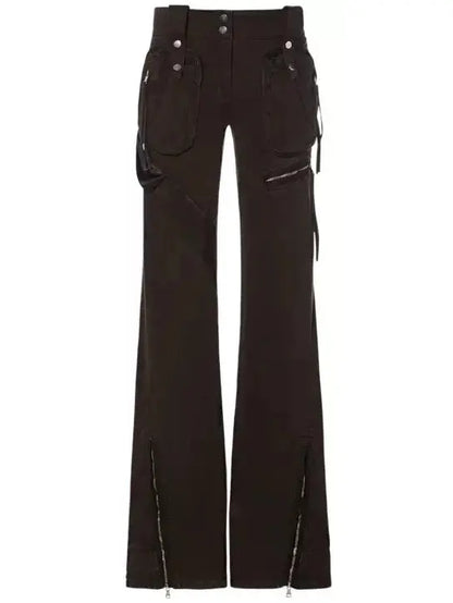 Flared Cargo Zip Pants - Jeans & Pants