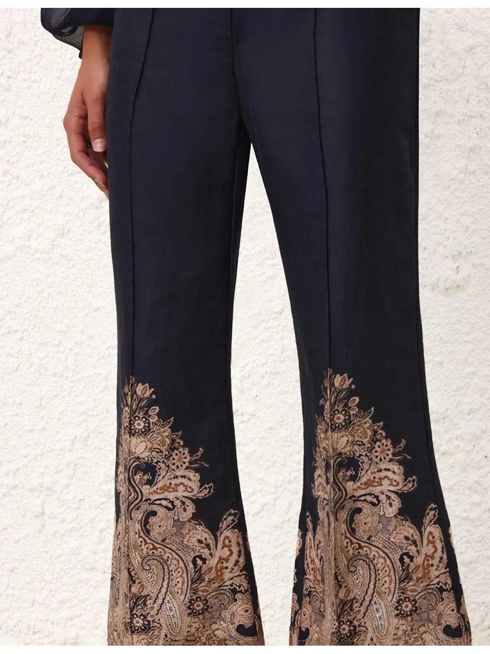 Flared Pants with Paisley Print - Jeans & Pants