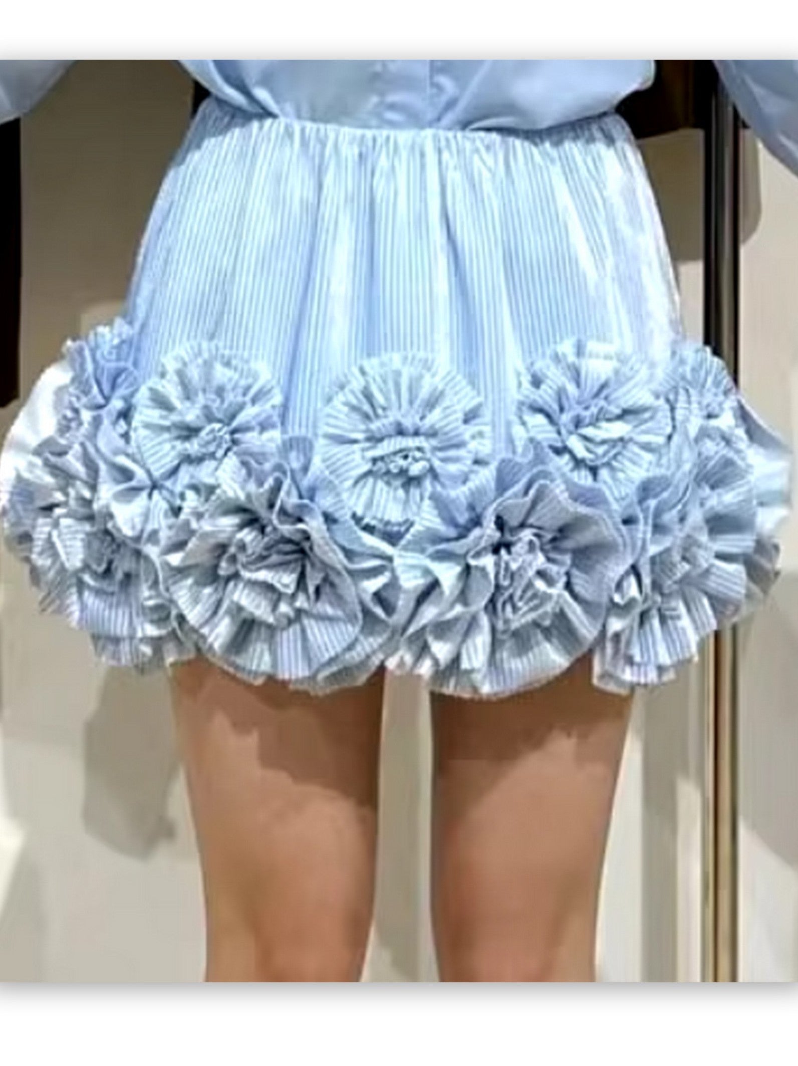 Floral Appliques Embellished Mini Skirt in Blue - Skirts