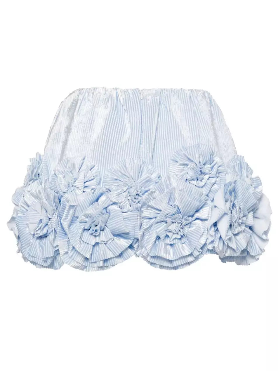 Floral Appliques Embellished Mini Skirt in Blue - Skirts