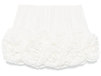 Floral Appliques Embellished Mini Skirt in White - Skirts