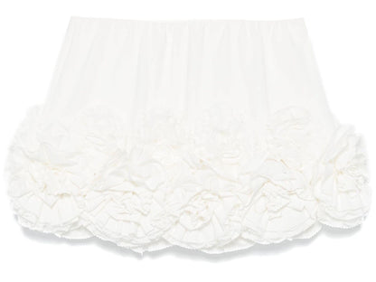 Floral Appliques Embellished Mini Skirt in White - Skirts