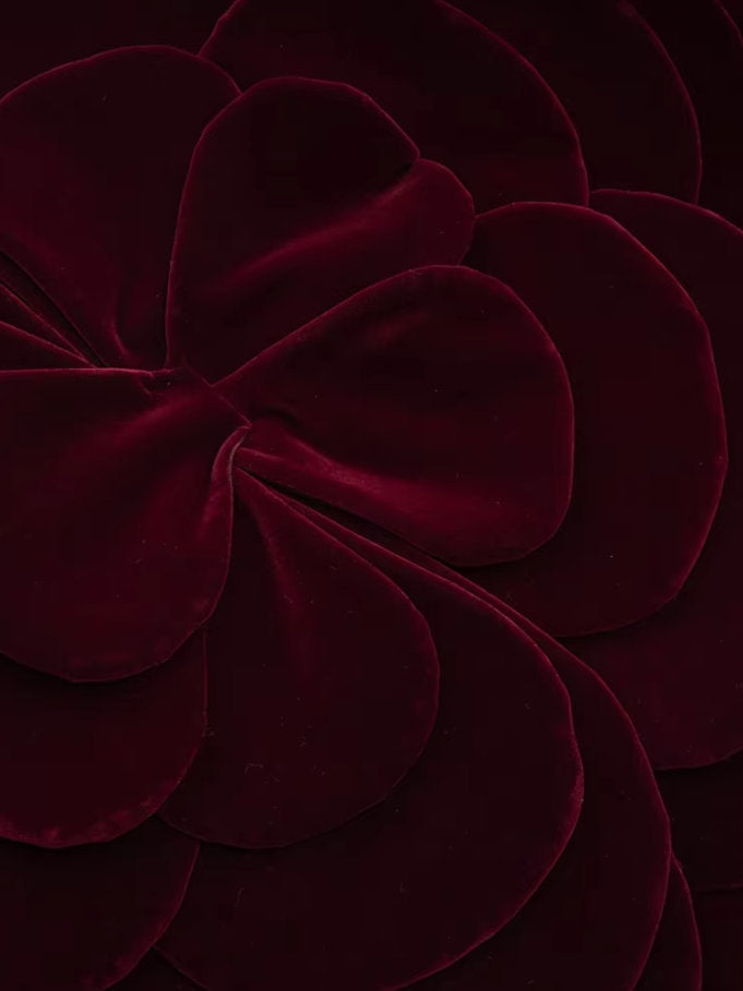 Floral Appliques Strapless Red Velvet Dress - Dresses