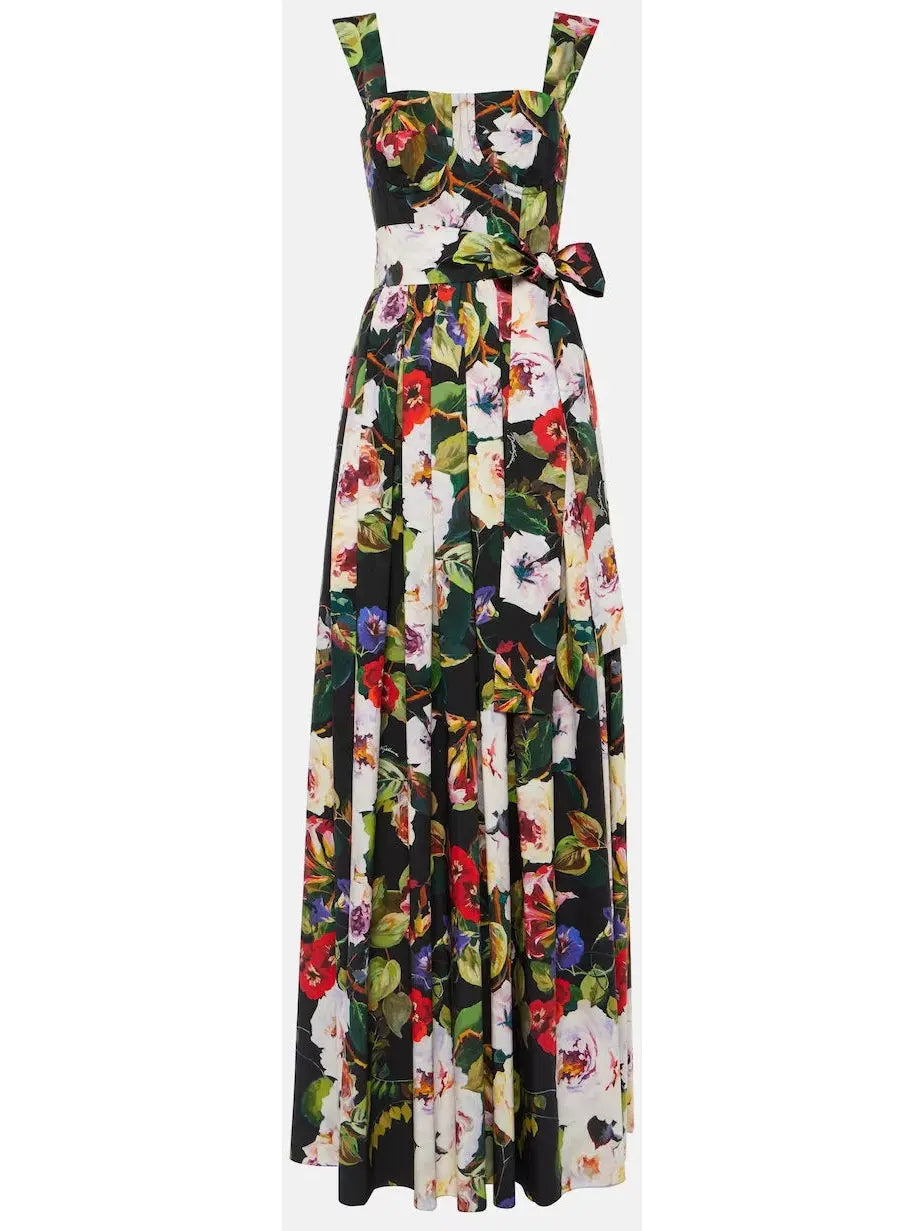 Floral Cotton Maxi Dress - Dresses