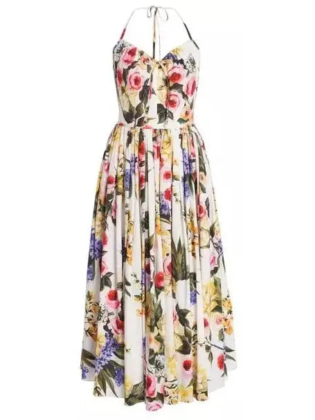 Floral Cotton Poplin Midi Dress - Dresses