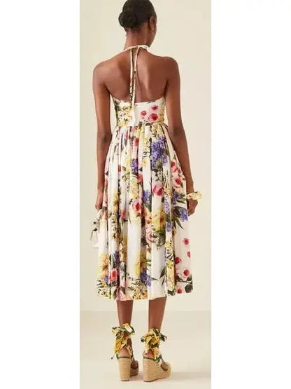 Floral Cotton Poplin Midi Dress - Dresses