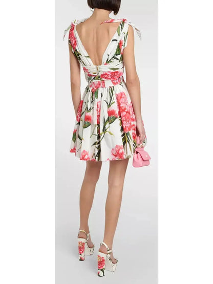 Floral Cotton Poplin Mini Dress - Dresses