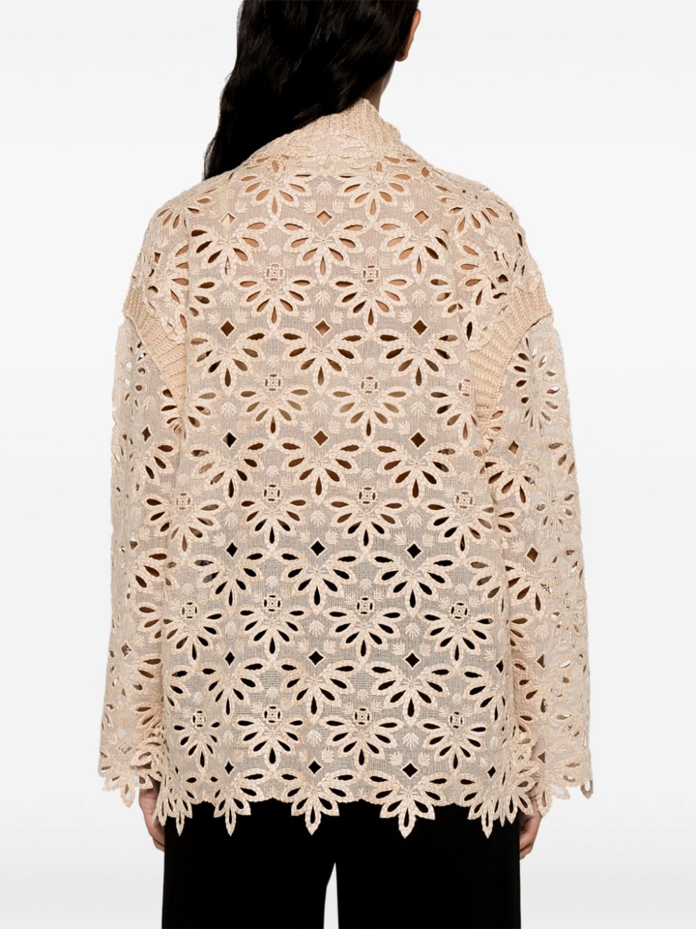 Floral-Embroidered Cotton Cardigan Sweater - Sweaters & Knitwear