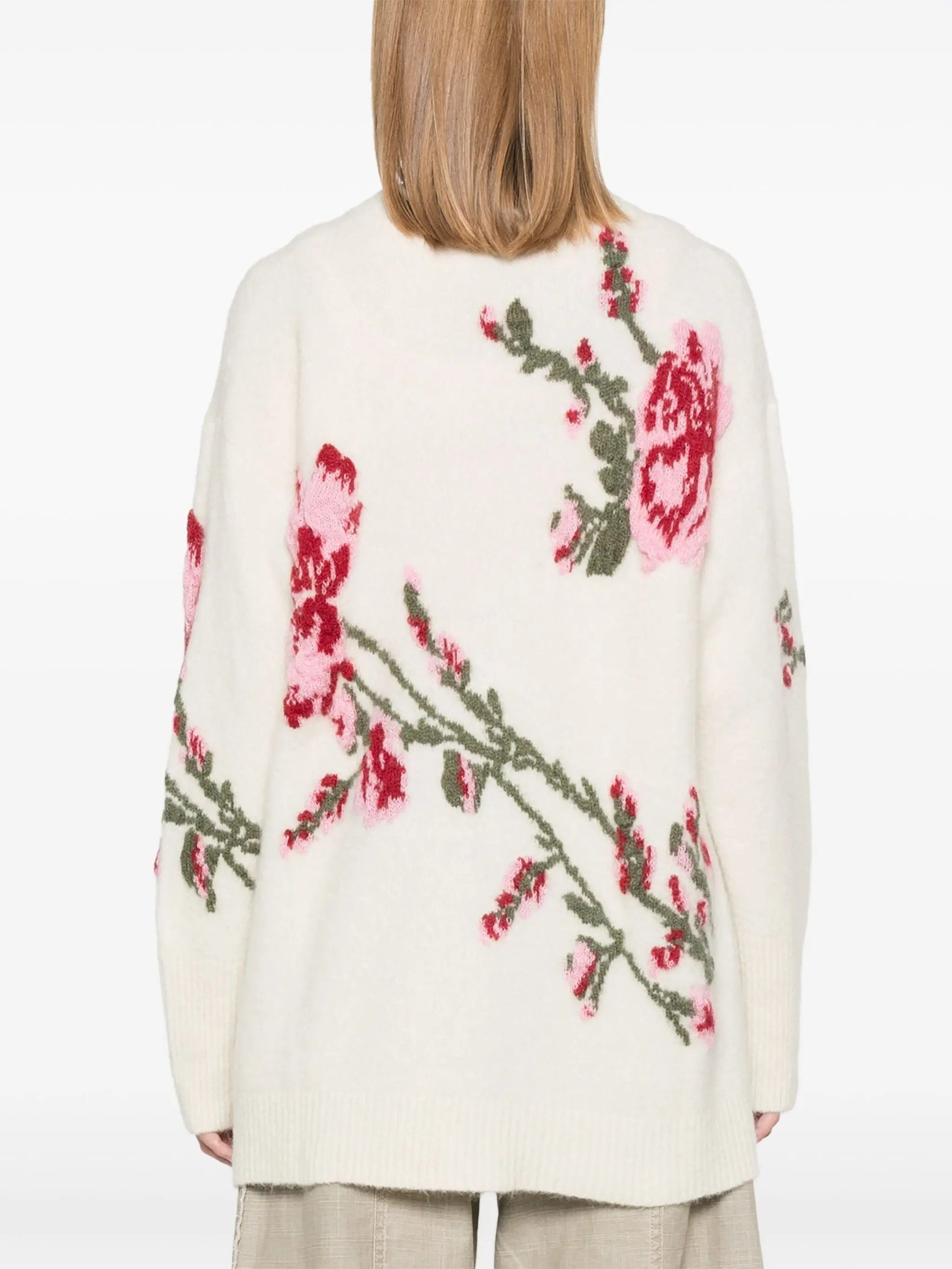 Floral-Embroidered Knit Wool-Blend Long Cardigan - Sweaters & Knitwear