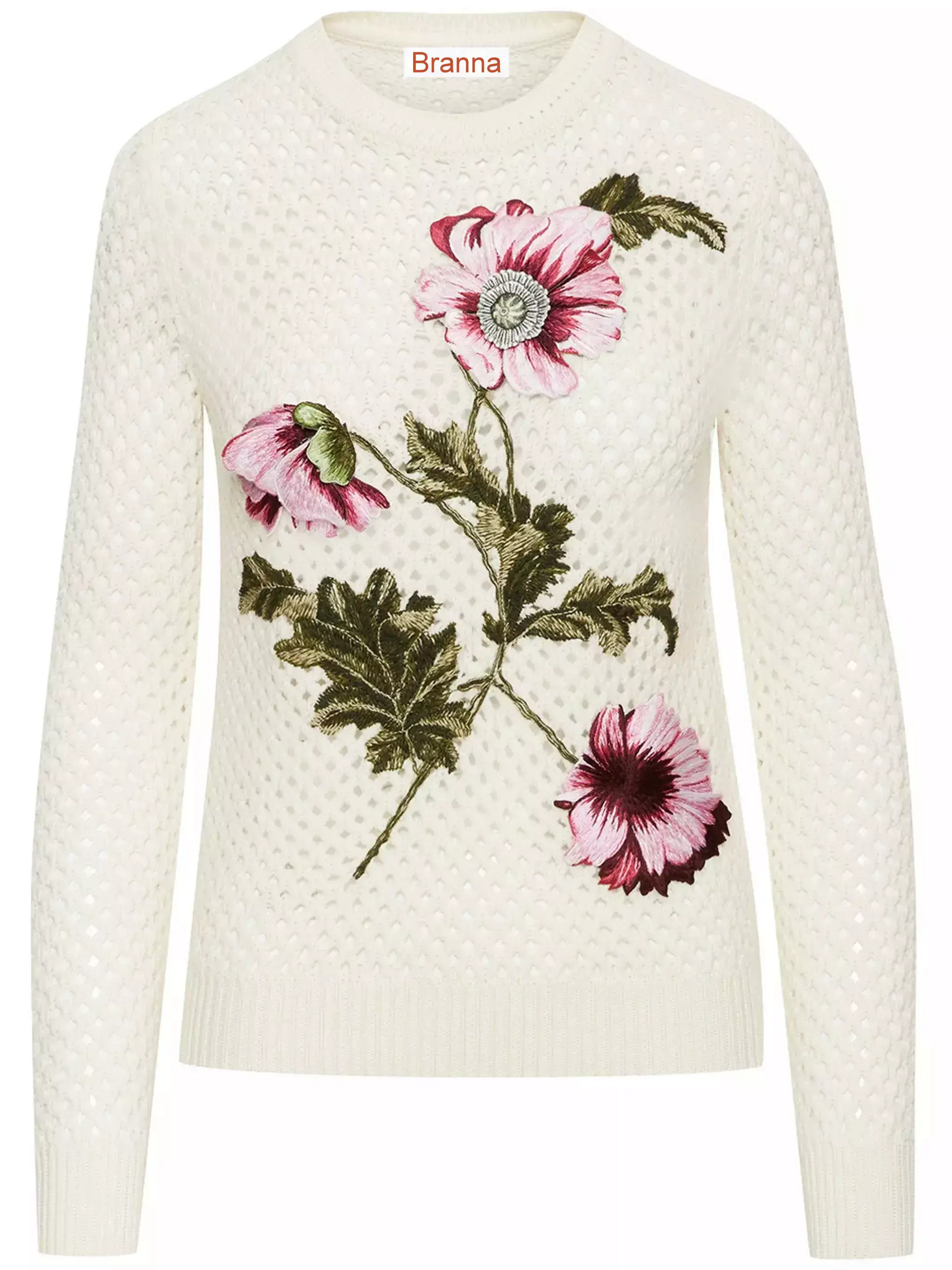 Floral Embroidered Open-Knit Crochet Top - Sweaters & Knitwear