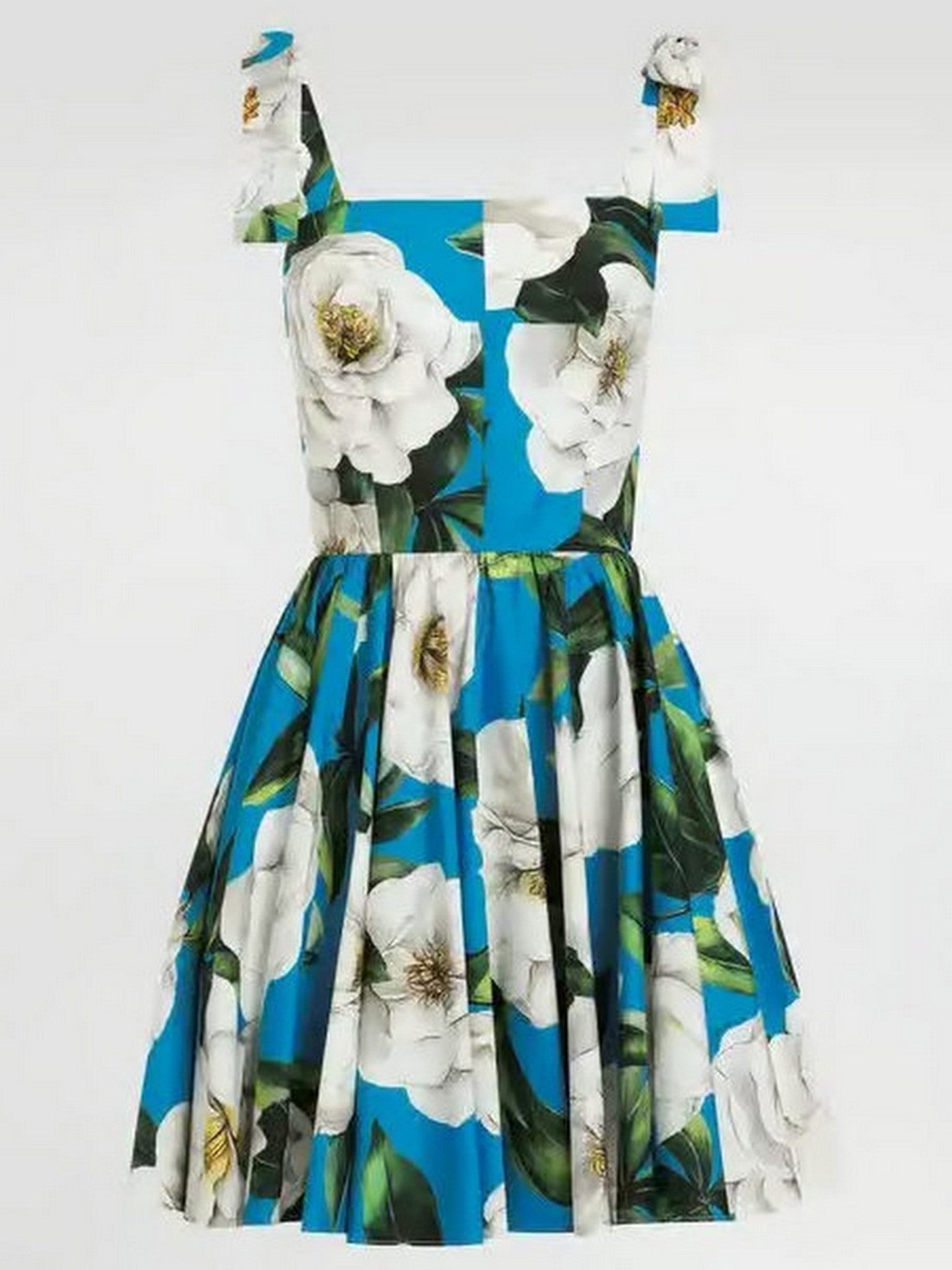 Floral Gardenia Print Cotton Mini Dress - Dresses