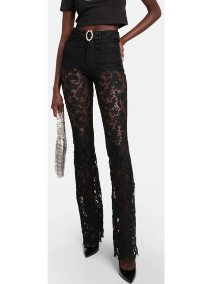 Floral Lace Pants Black - Jeans & Pants