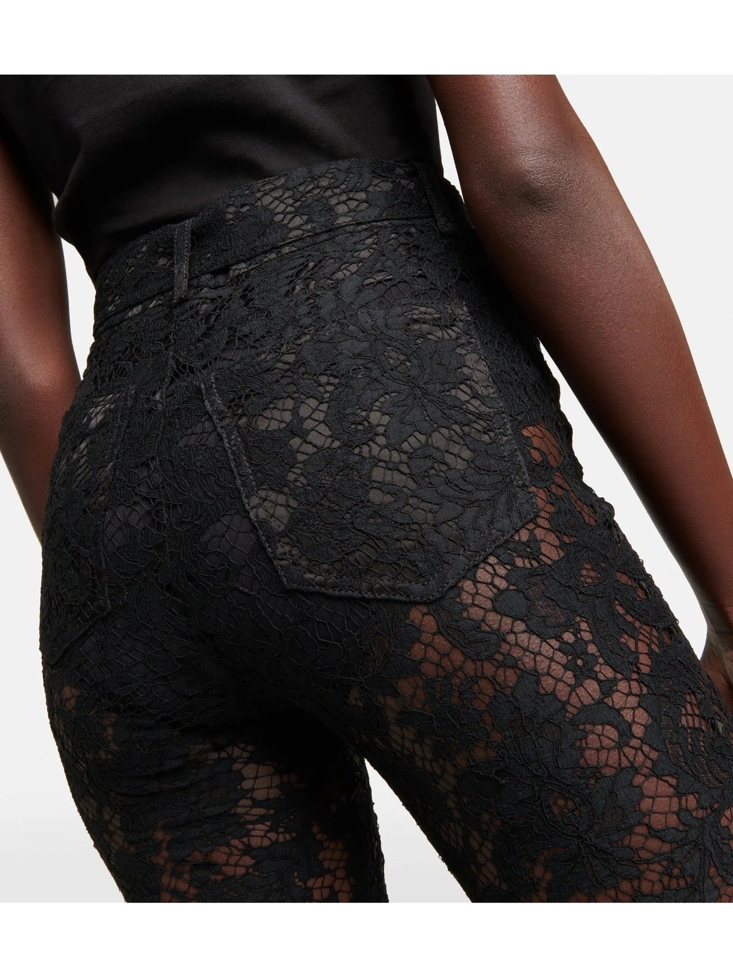 Floral Lace Pants Black - Jeans & Pants