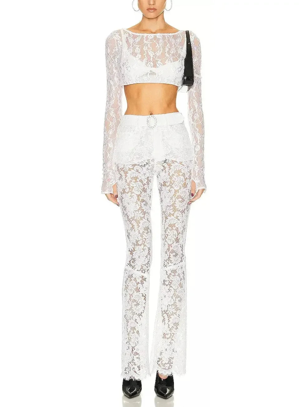 Floral Lace Pants White - Jeans & Pants