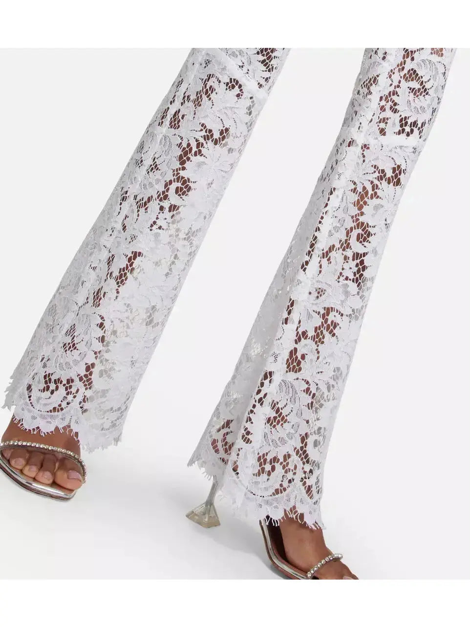 Floral Lace Pants White - Jeans & Pants