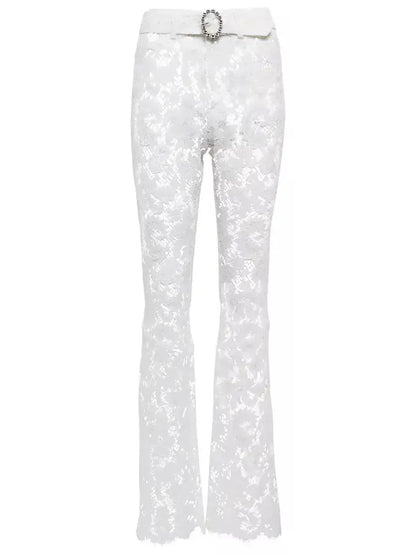 Floral Lace Pants White - small - Jeans & Pants