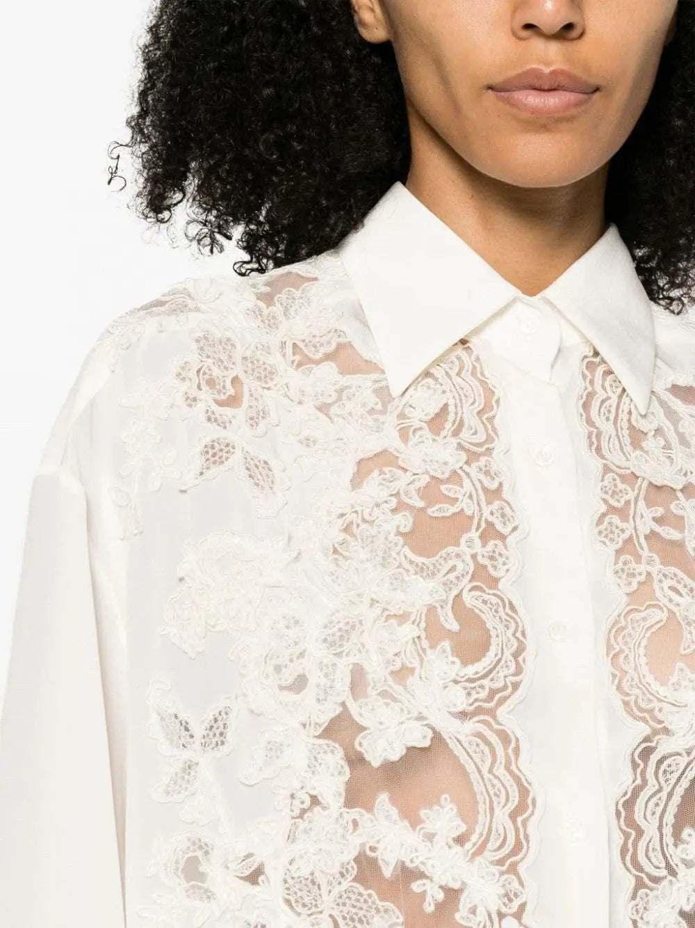 Floral Lace Shirt - Tops