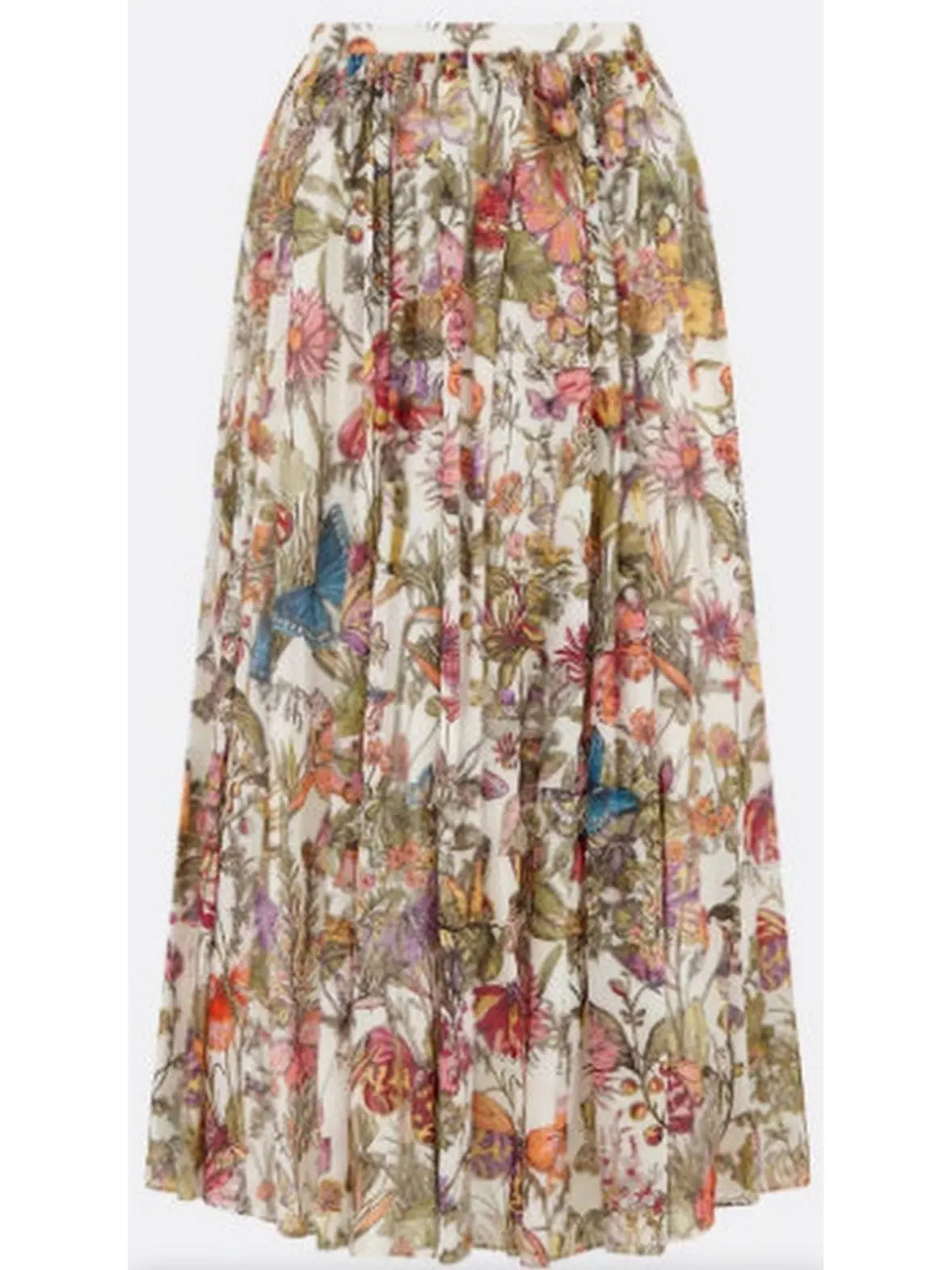 Floral Pattern Multicolor Flared Midi Skirt - Skirts