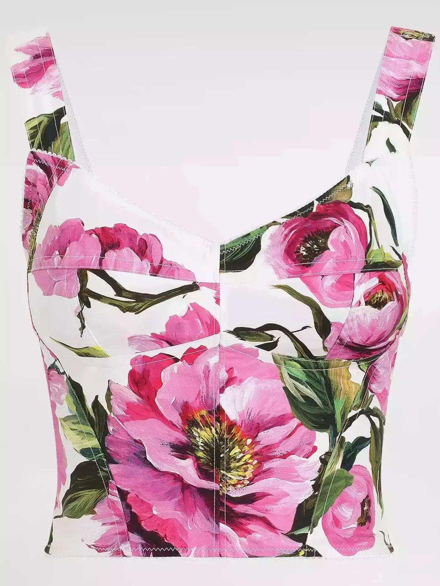 Floral Print Cotton Corset Top - S - Tops