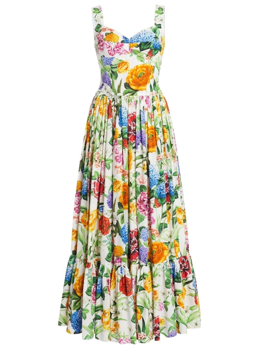 Floral Print Fit and Flare Maxi Dress - Dresses