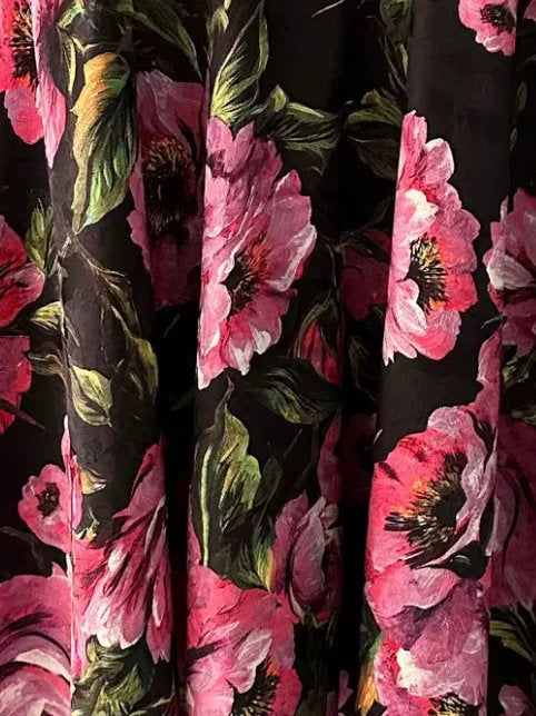 Floral Print Jacquard Circle Skirt - Skirts